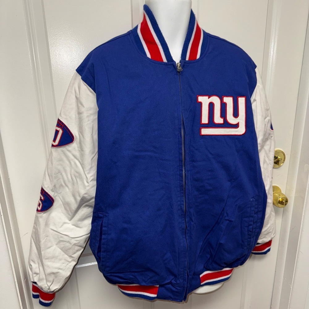 NY Giants Super Bowl Champions Authentic NFL Blue/Red/White Jacket Size XL Rare